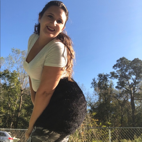 Kardasian Kollection Fringed Fur Mini Skirt Size M - Picture 14 of 16